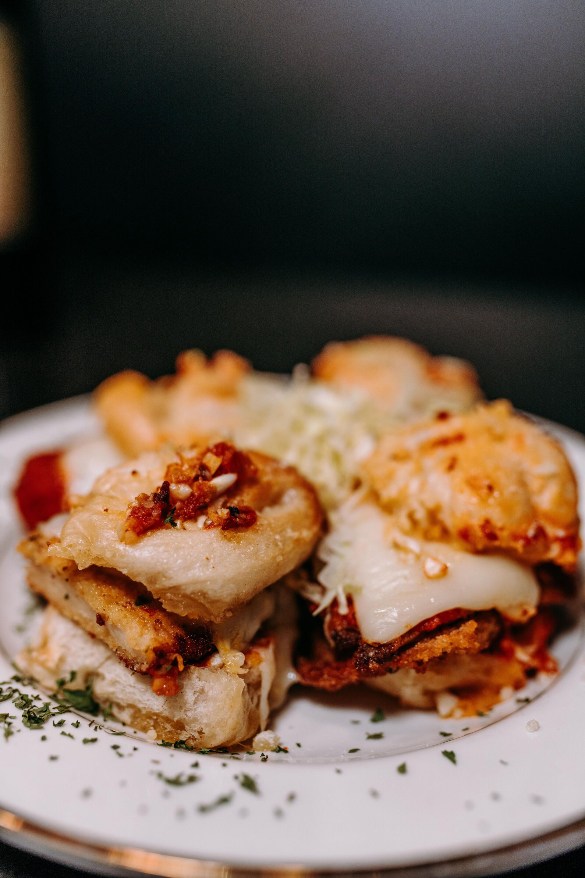 A close up of a plate of food on a table.