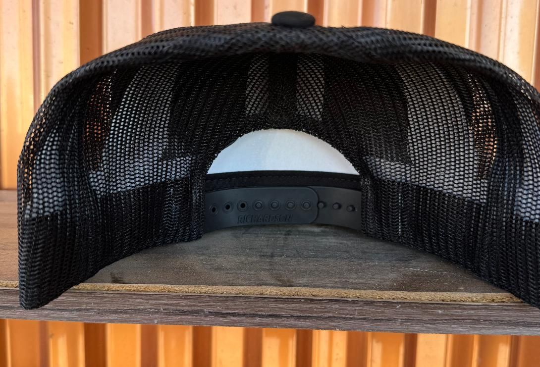 Gen X Ranch Flat Bill Trucker/Baseball Hat with Leather Patch- Longhorn Design
