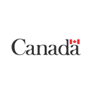 Un logo pour le Canada avec un drapeau rouge et blanc sur fond blanc.