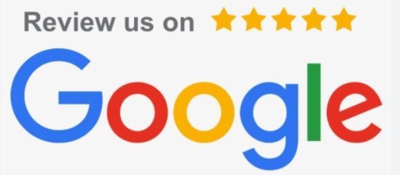 Review us on Google, five-star rating with the Google logo in blue, red, yellow, and green.