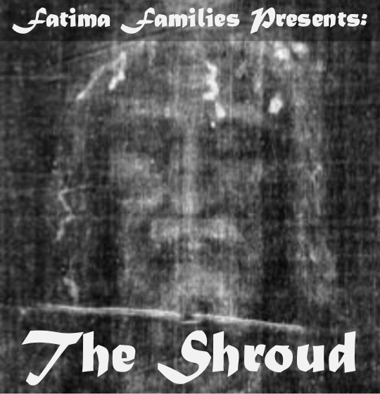 Promotional flyer for “The Shroud” with a grayscale shroud image and event details at the bottom.