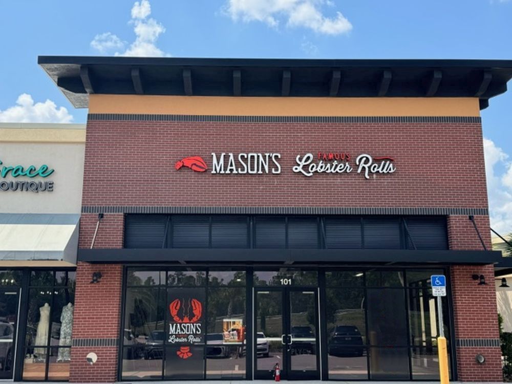Lighted electric LED flush mounted channel letters building sign