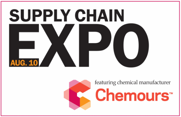A sign for the supply chain expo featuring chemical manufacturer chemours