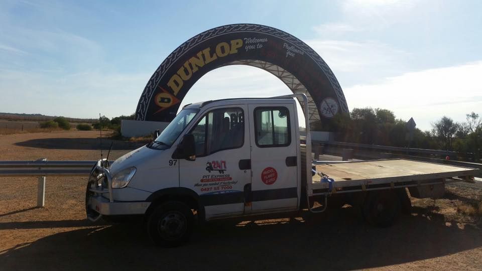 White Truck is Parked in Front of a Dunlop Sign — Pit Express in Welshpool, WA