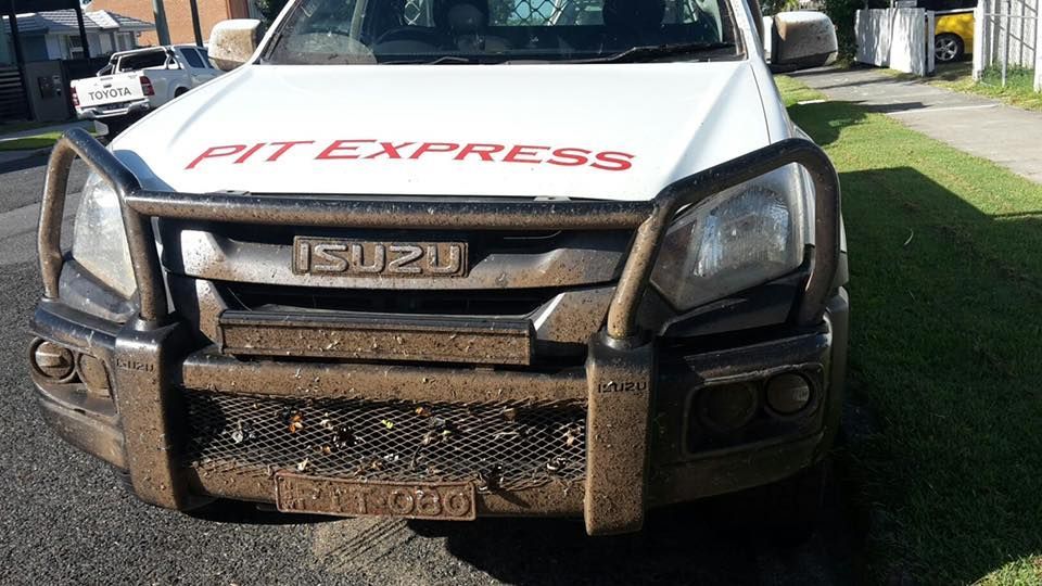 White Truck With the Word Pit Express on the Hood — Pit Express in Perth, WA