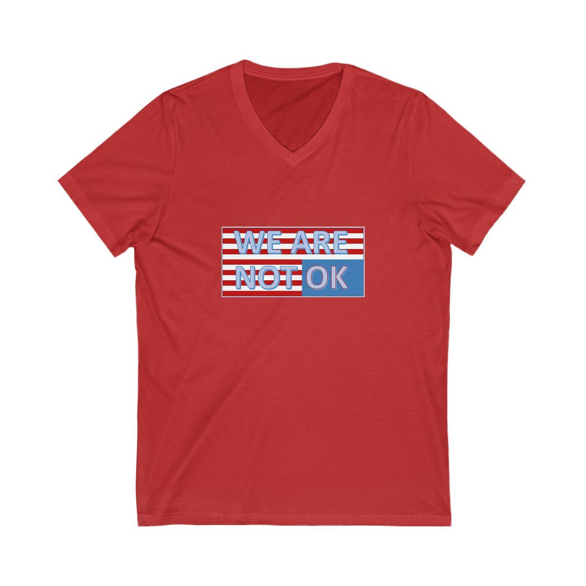Red V-Neck Shirt that says