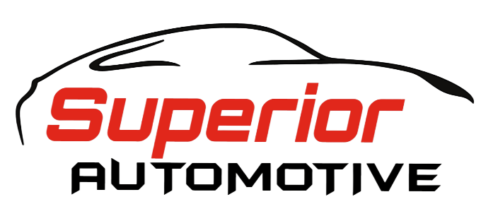 Superior Automotive logo with red and black text and a stylized car outline