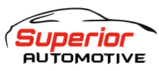 Superior Automotive logo with red and black text and a stylized car outline