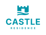 Castle Residence logo with teal castle icon and text on white background