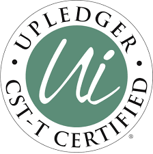 The logo for upledger cst it certified is green and white.