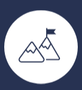 A mountain with a flag on top of it in a circle.