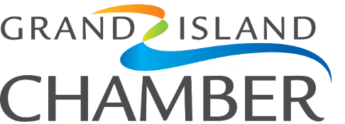 A logo for the grand island chamber of commerce.