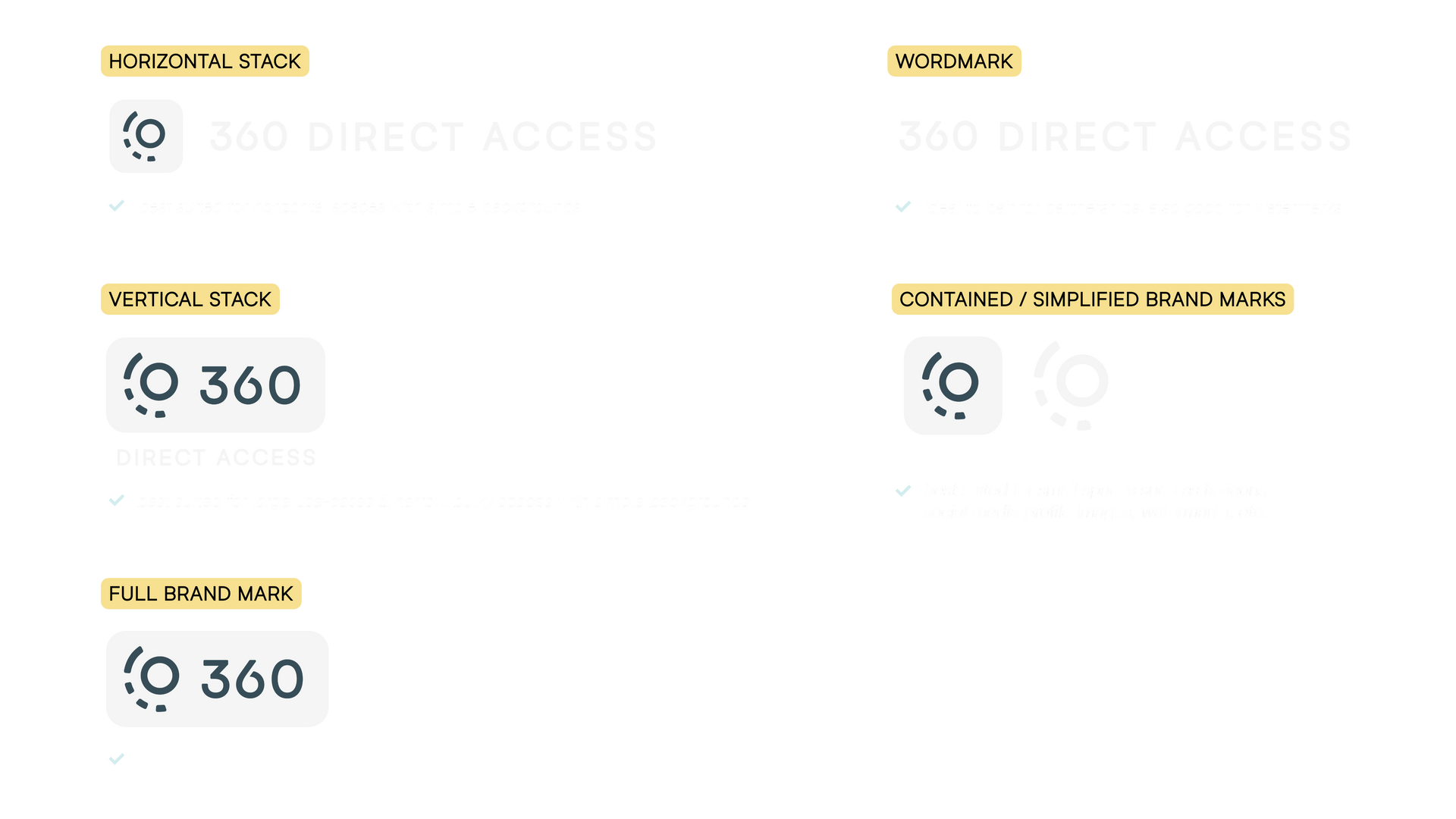 Different acceptable inverse 360 logos and their uses
