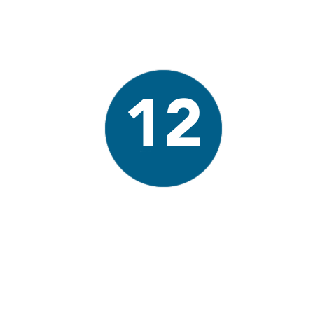 A blue circle with the number 12 in white.