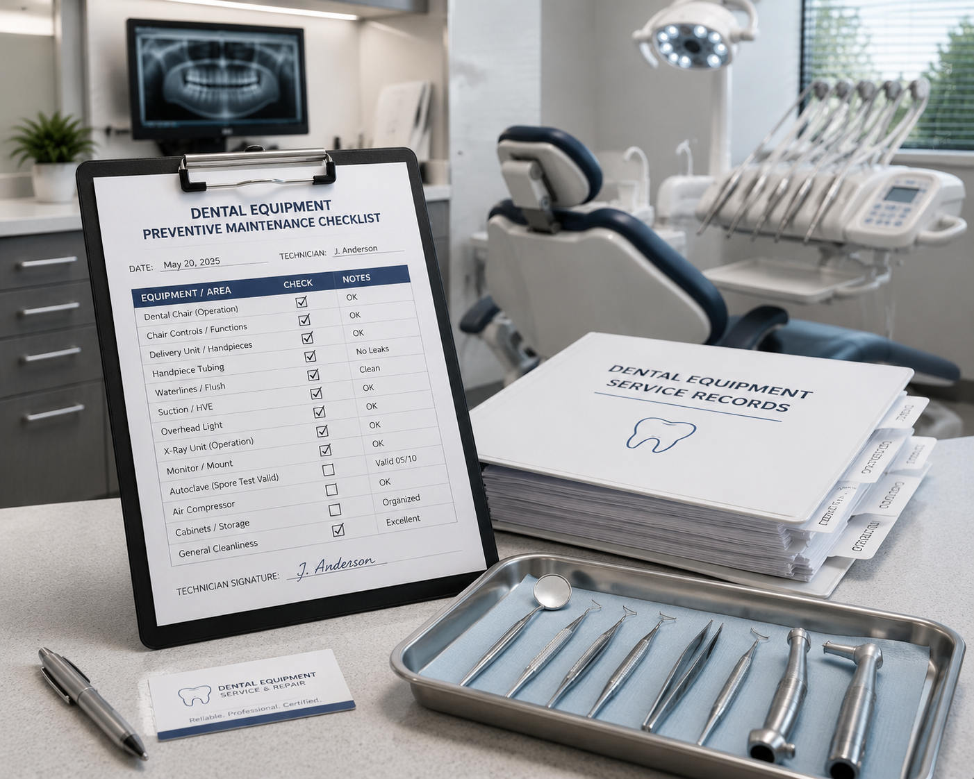 annual maintenance checklist for dental equipment service