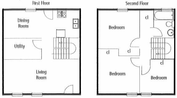 A black and white floor plan of a house