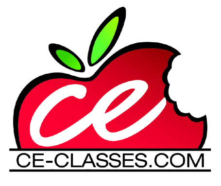 A logo for ce-classes.com shows an apple with a bite taken out of it