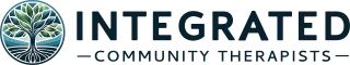A logo for integrated community therapists with a tree in the middle
