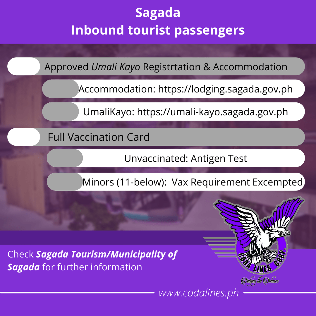 A poster for sagada inbound tourist passengers