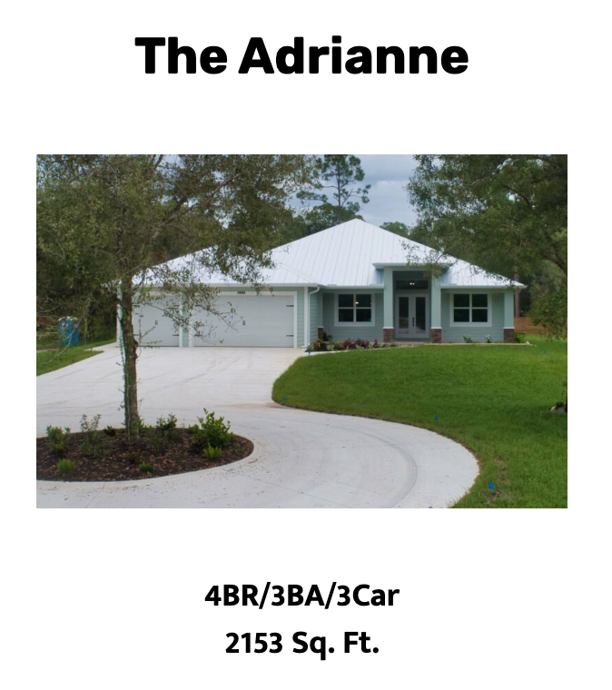 The Adrianne house plan: Light blue, one-story home 4BR/3BA/3Car, 2153 sq. ft.