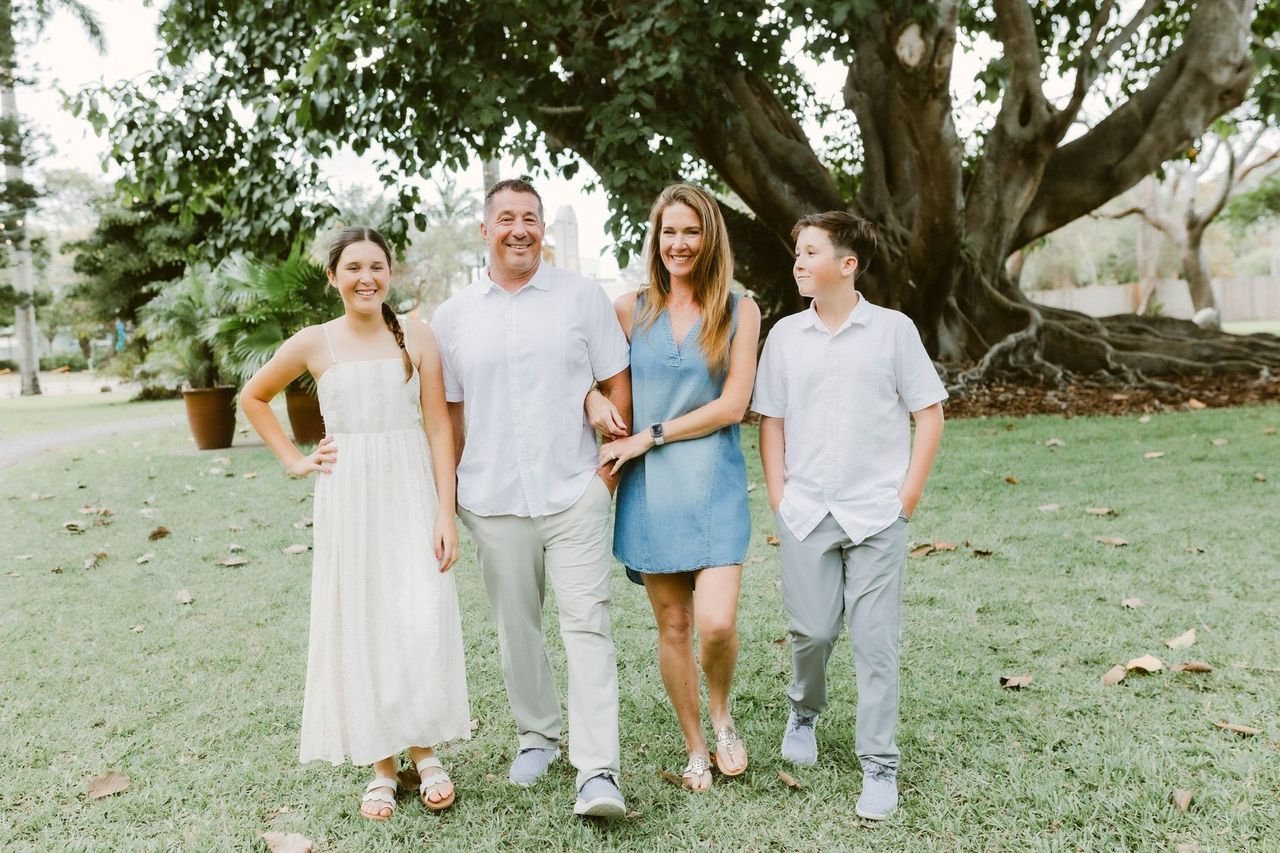 Fred Price with his wife Lauren and their two children in Southwest Florida