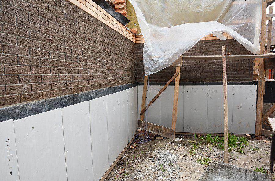 newly installed waterproofing in the wall