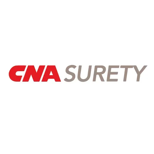 The logo for cna surety is red and grey on a white background.