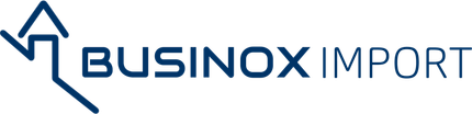 Un logo bleu et blanc pour l'importation de businox