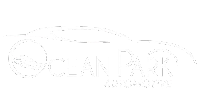 Ocean Park Automative logo with a car silhouette and palm tree outline