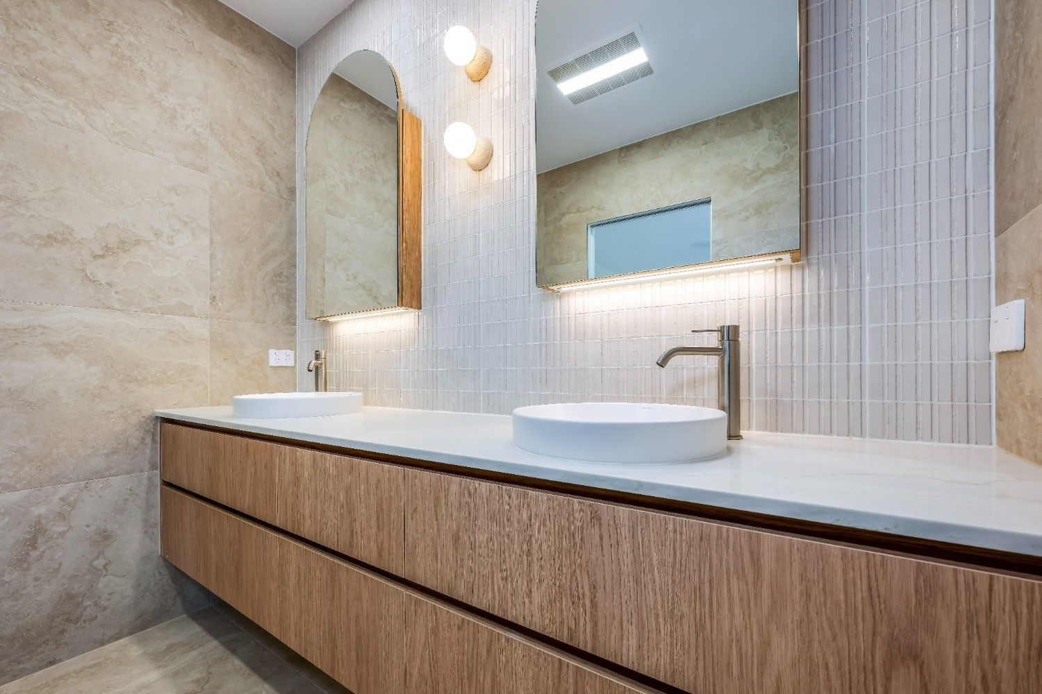 A Kitchen With Gray Cabinets, A Sink, And A Refrigerator — Master Cabinets Bundaberg in Kensington, QLD