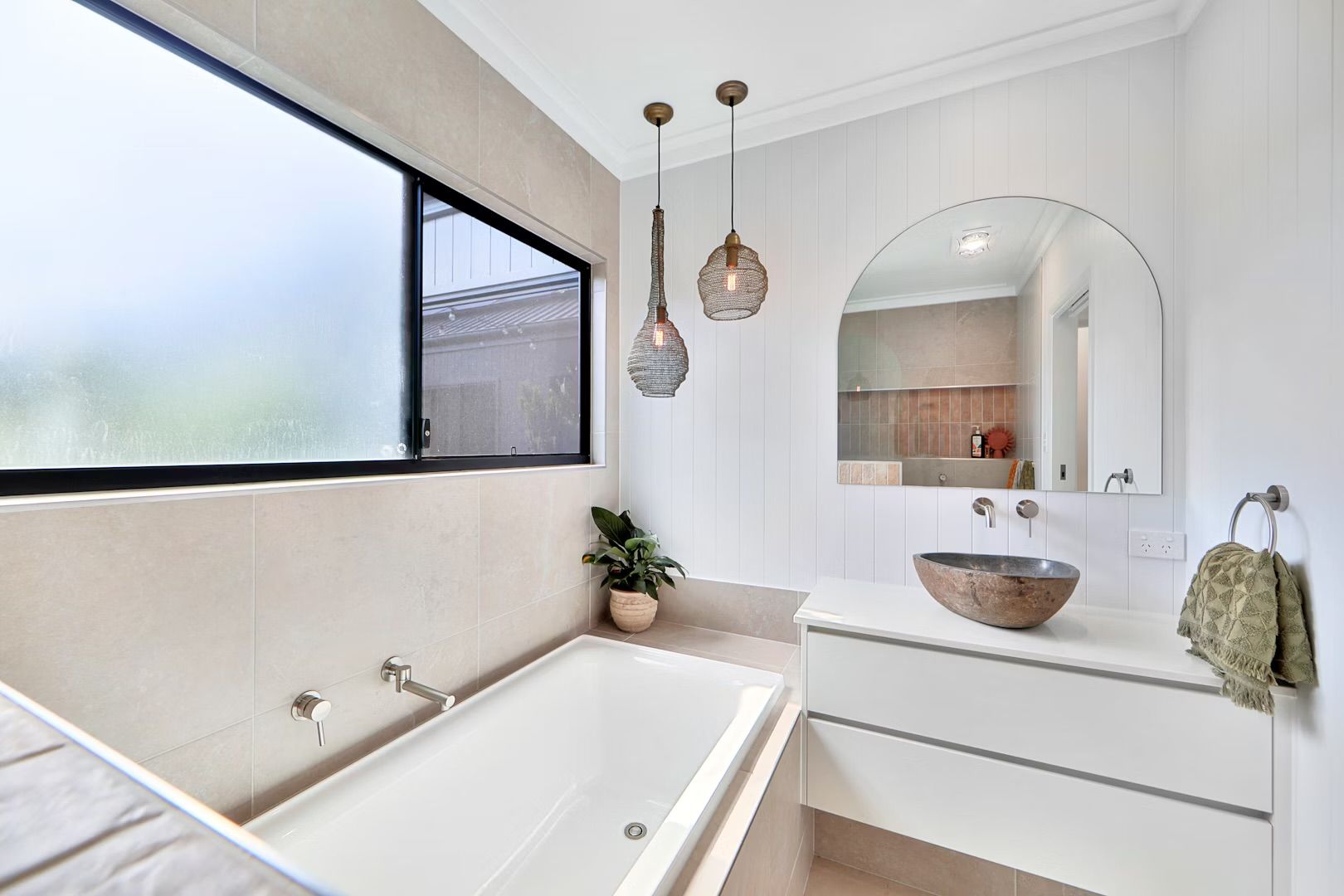 Modern Living Room With Sunken Seating Area — Master Cabinets Bundaberg in Kensington, QLD