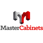 Logo for Master Cabinets: Stylized "MC" symbol, gray and red, with text "Master Cabinets."