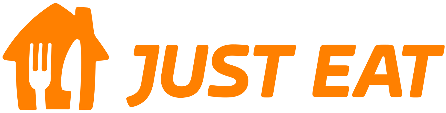 Il logo di Just Eat raffigura una casa arancione, delle posate e la scritta 
