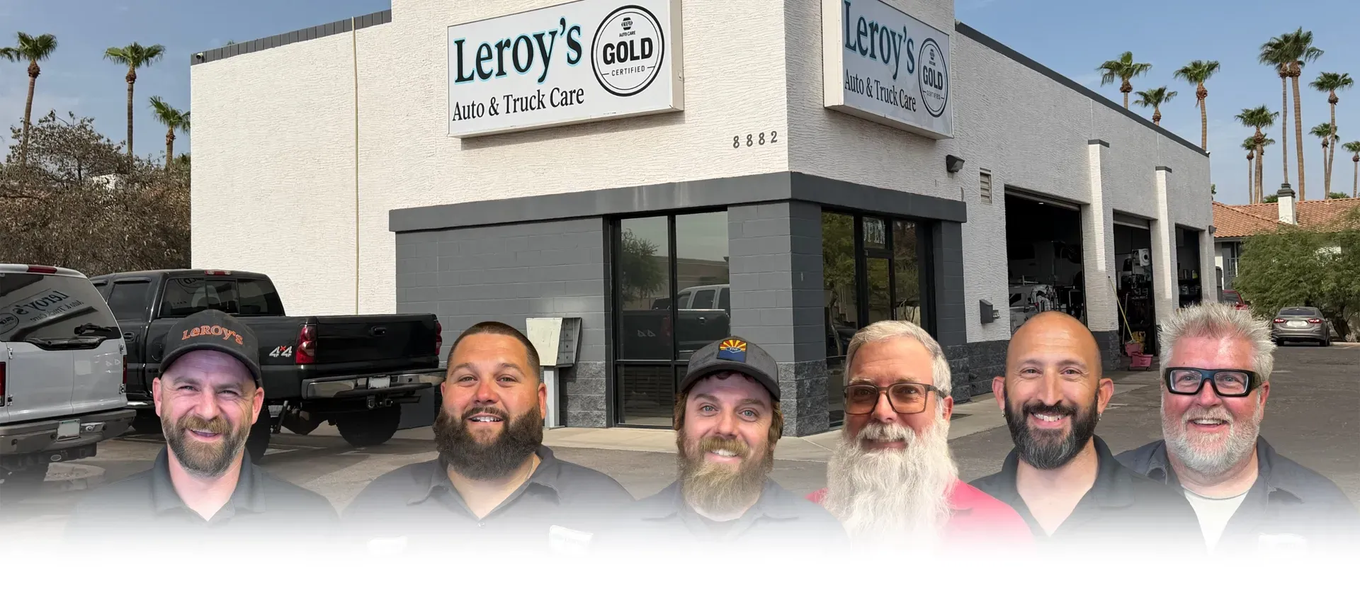 Our Expert Staff Outside of our shop in Peoria, AZ | Leroy's Auto & Truck Care