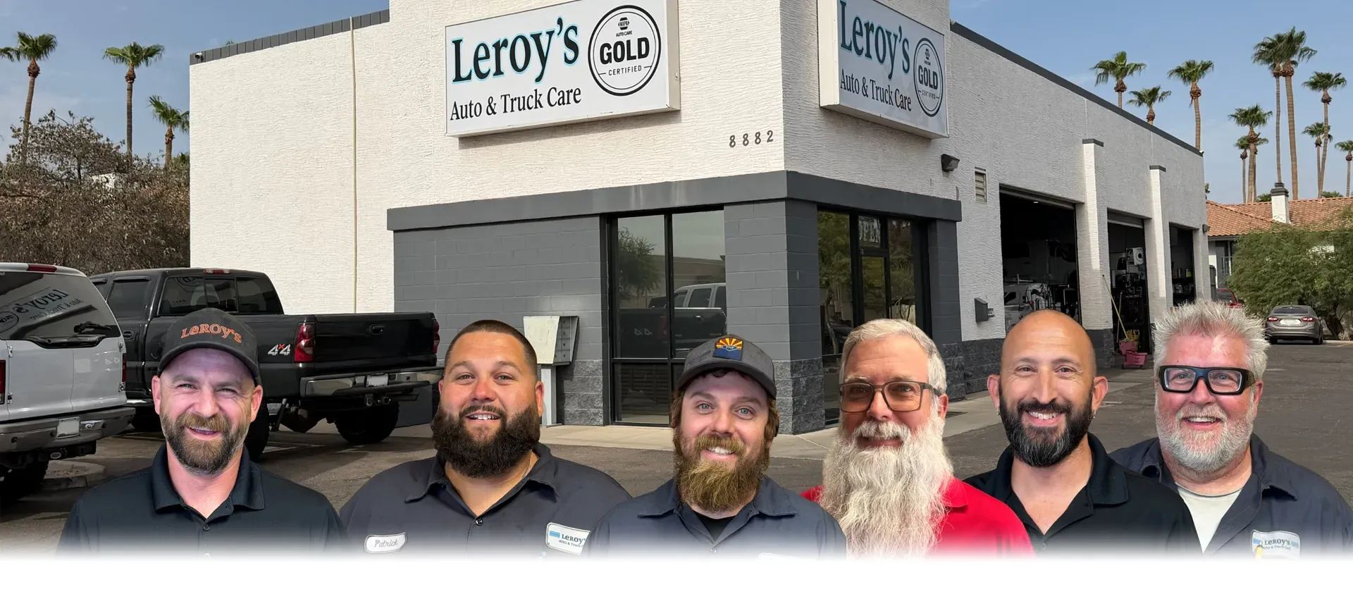 Our Expert Staff Outside of our shop in Peoria, AZ | Leroy's Auto & Truck Care