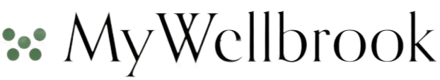 MyWellbrook logo with green dots and gray text on a white background