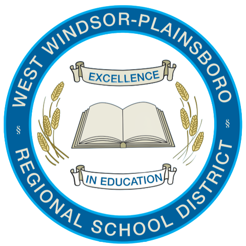 West Windsor-Plainsboro Regional School District seal with open book and “Excellence in Education” ribbon