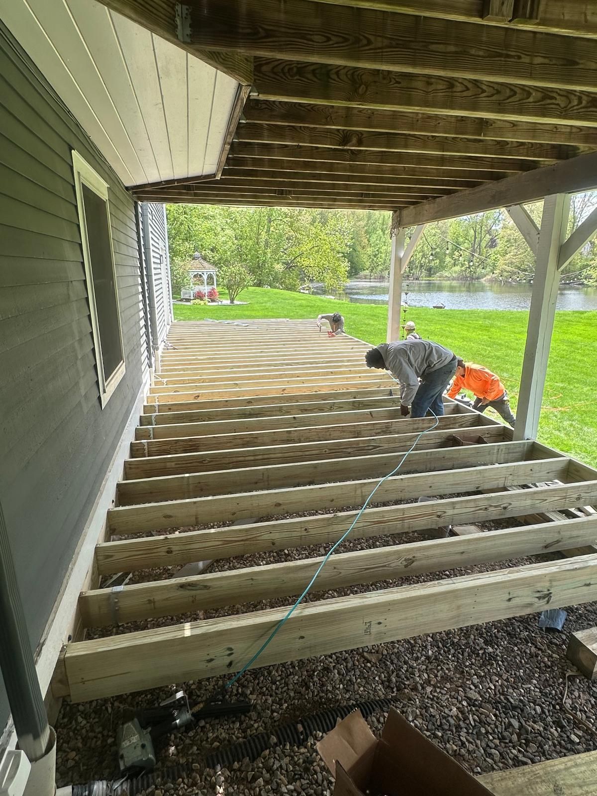 Deck construction project in Southington CT by J & G Cleaning and Maintenance Services