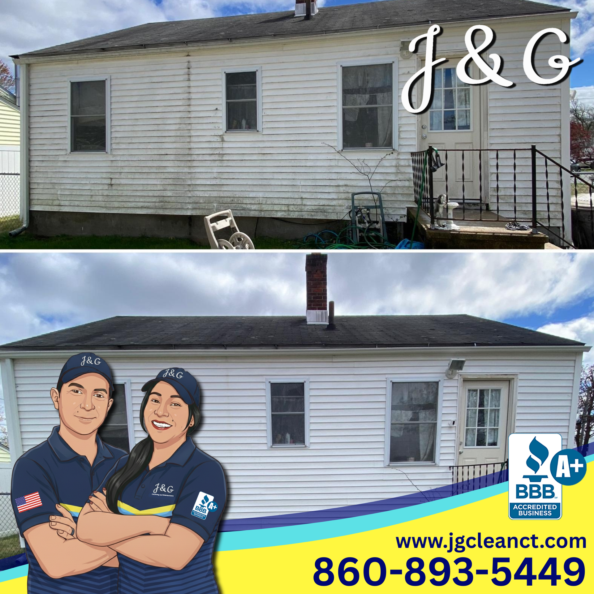 Exterior power washing service in Newington CT professional power washing technician cleaning exterior surfaces in newington ct