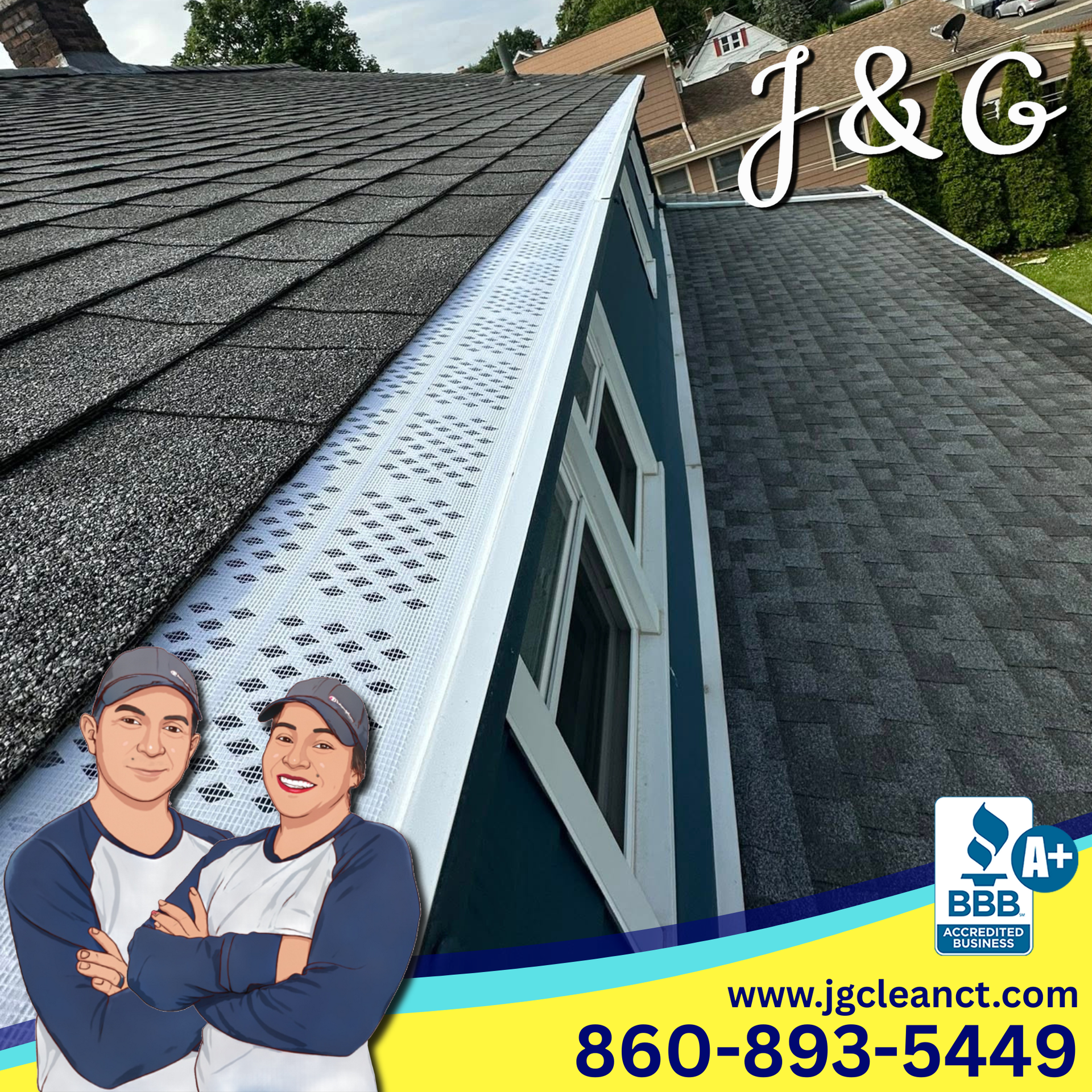 Before and after gutter guard installation in Plainville CT showing improved gutter protection