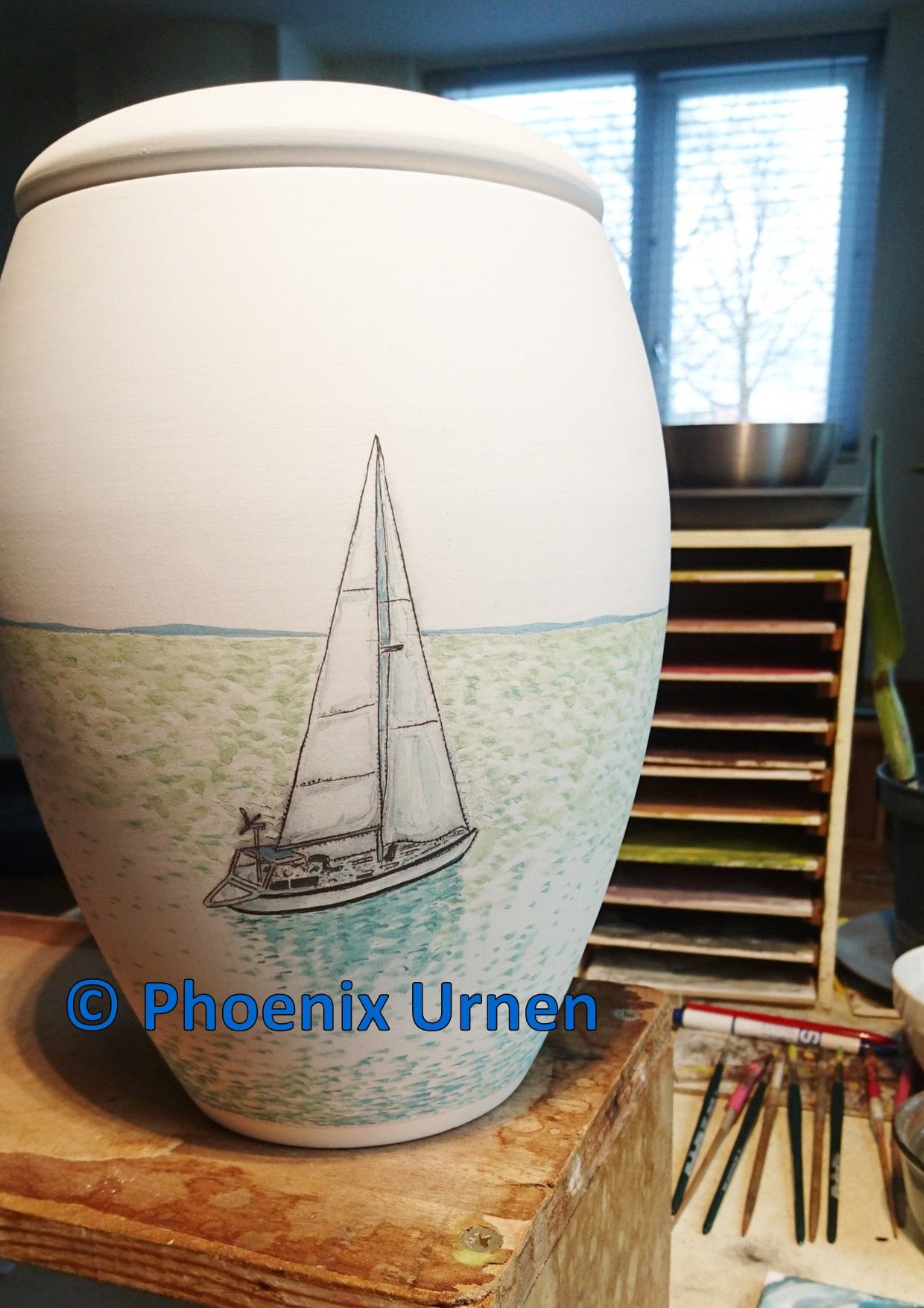 Schilderproces urn speciaalopdracht Zeilboot