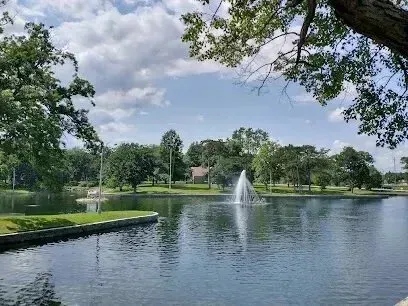 Chimney-Sweep-Portland-A lake with a fountain in the middle of it