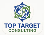 Top Target Consulting logo with blue and green circular icon and bold text