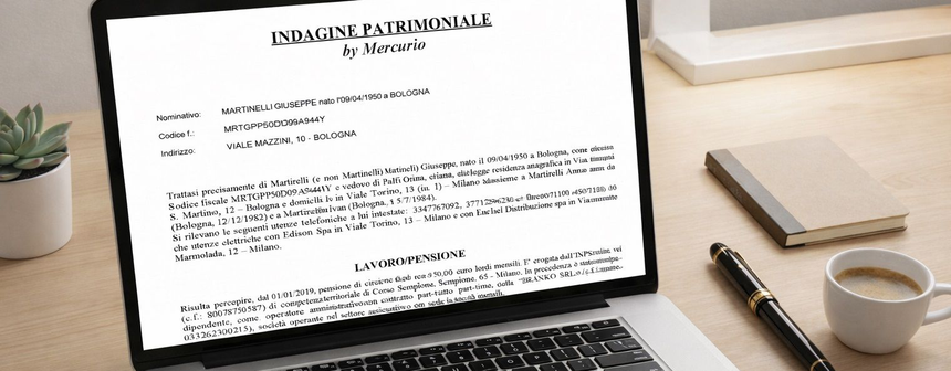 esempio al pc di una indagine patrimoniale by mercurio