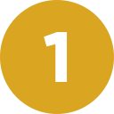 A yellow circle with a white number one inside of it.
