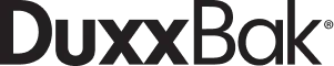 DuxxBak logo in black text with a stylized roofline above the wordmark