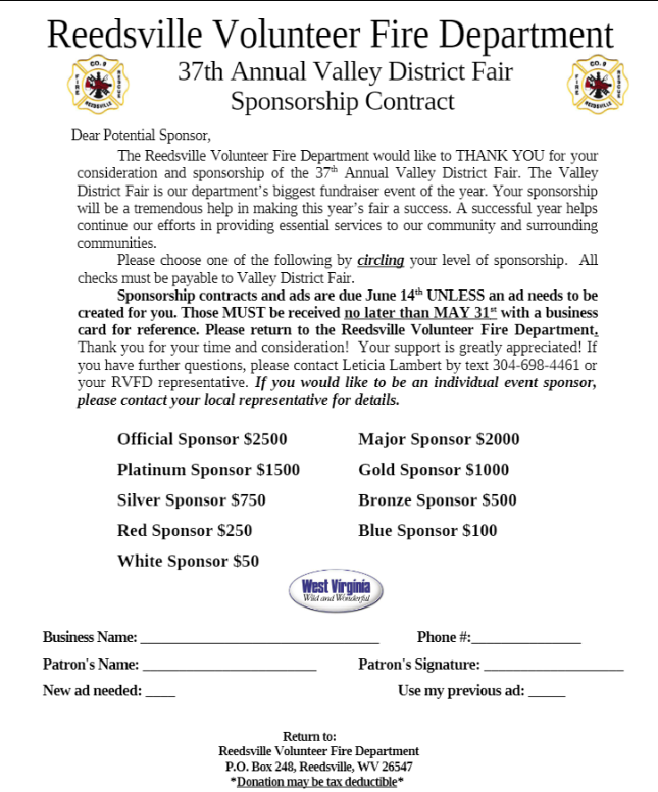 Reedsville Volunteer Fire Department Valley District Fair