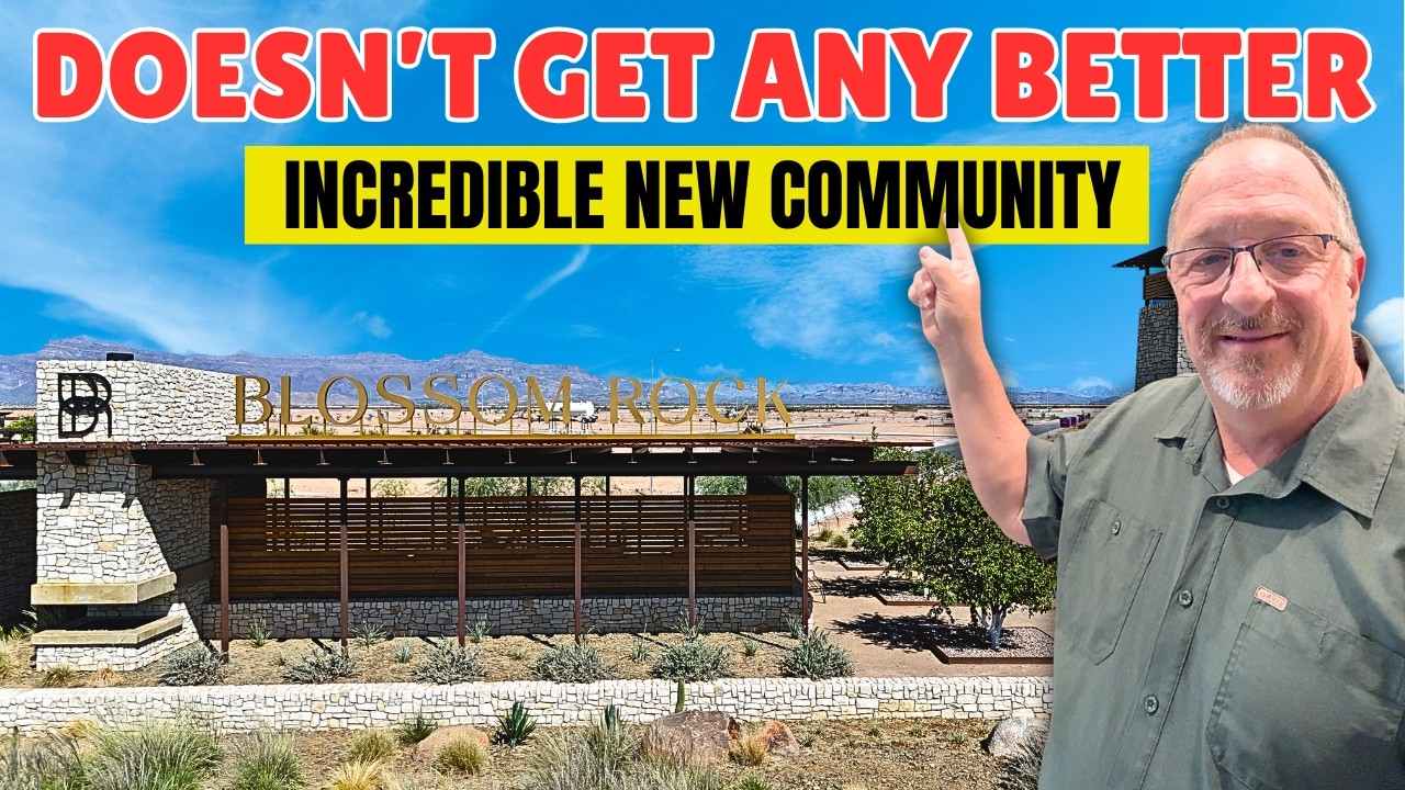 Man standing by a rustic community sign under the text “DOESN’T GET ANY BETTER” and “INCREDIBLE NEW COMMUNITY”
