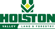 Houston Valley Land & Forestry logo in green and white with stylized tree emblem