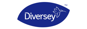 the diversey logo is a blue leaf with a butterfly on it .